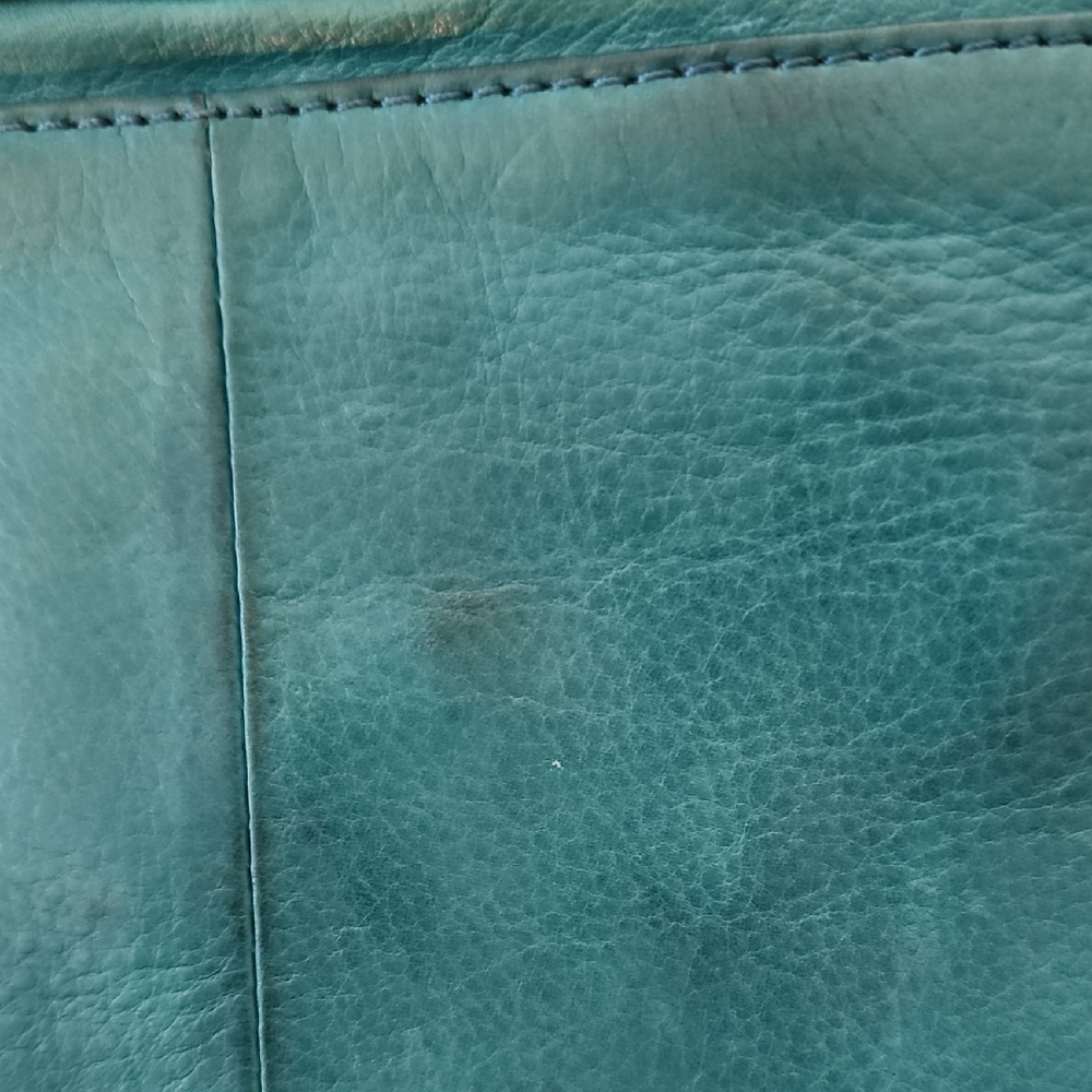 HOBO International Turquoise Leather Crossbody Boho Whipstitch Tassel Bag - Picture 10 of 12